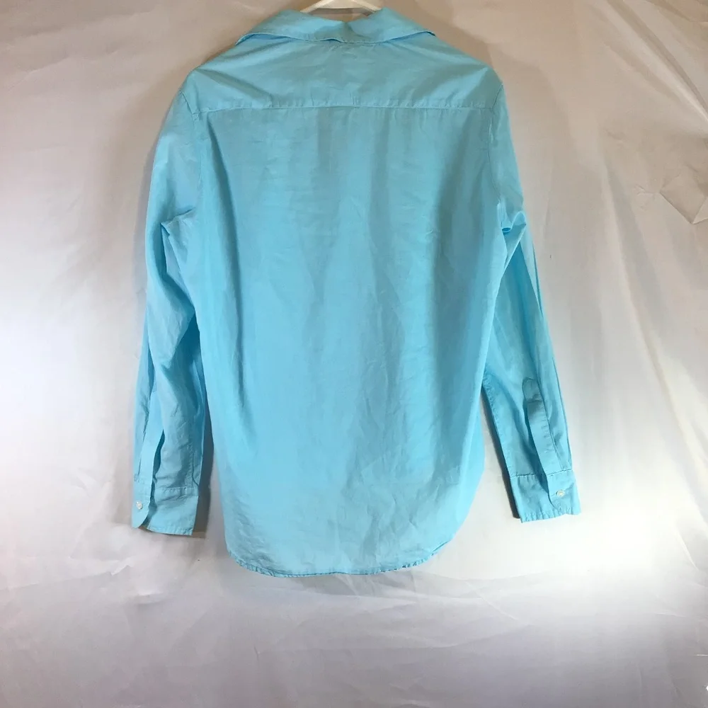 Frank & Eileen Eileen Button Down Shirt XS Aqua Blue Italian Cotton Relaxed Fit - Picture 2 of 10